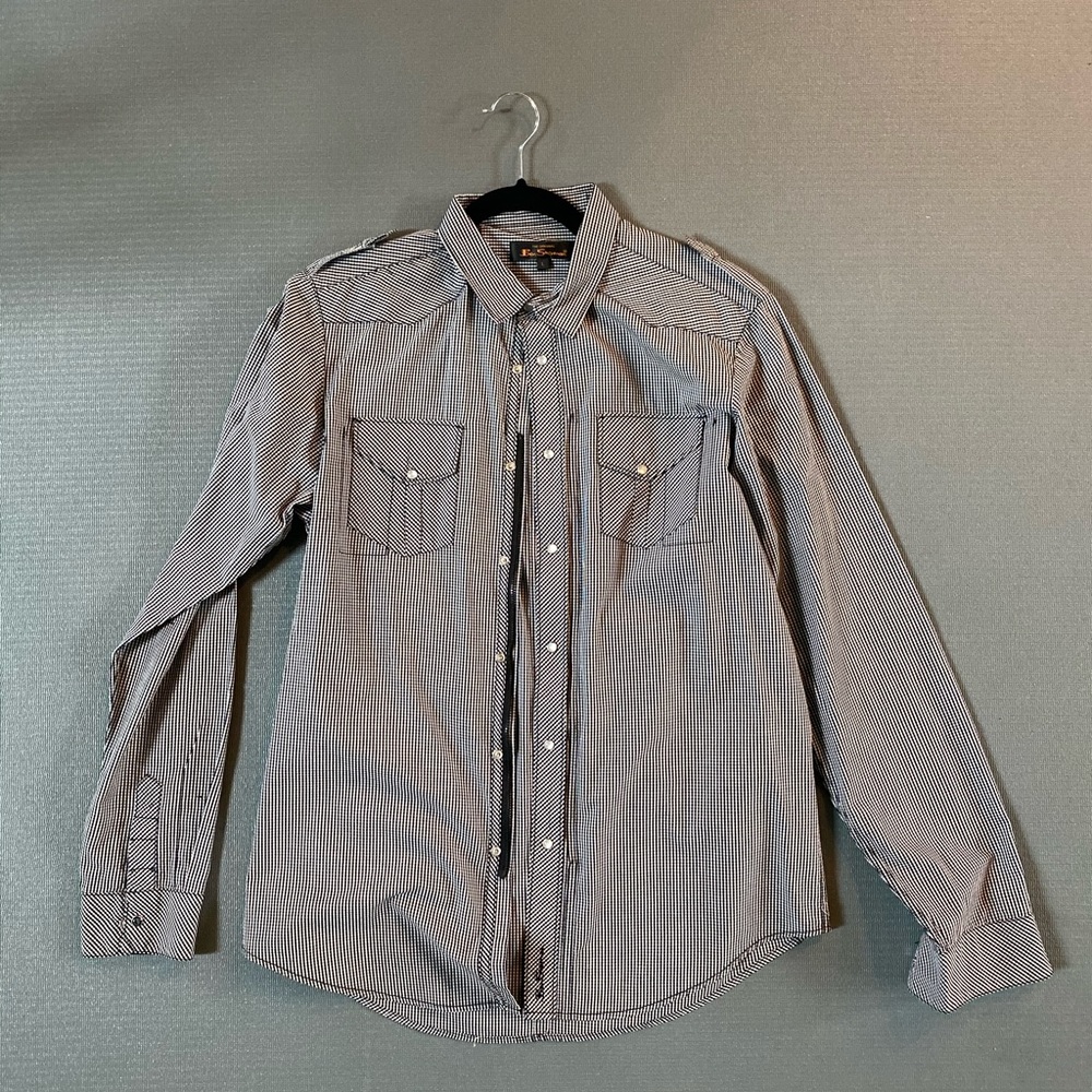 Ben Sherman Black Snap Button Down - Large